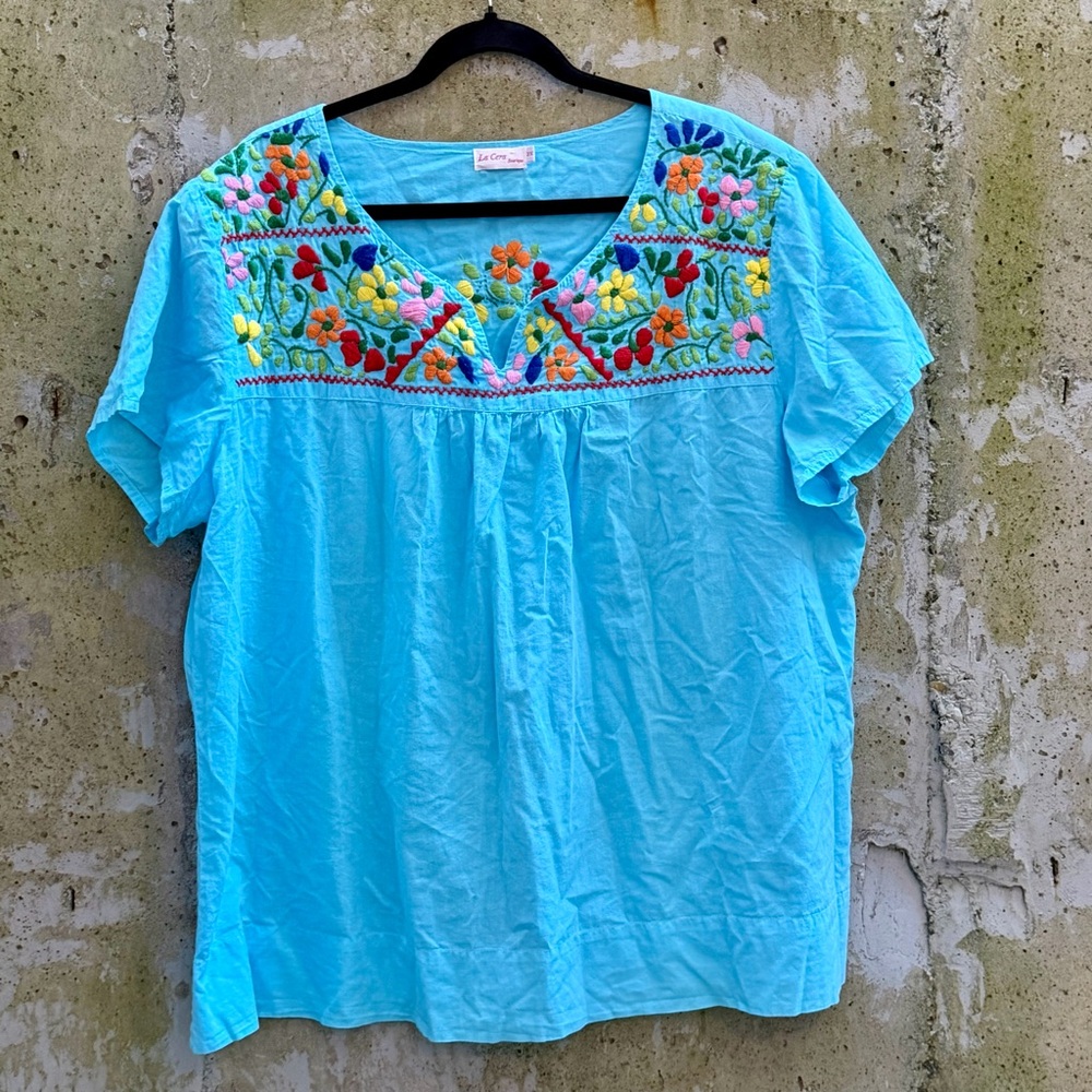 Vibrant Floral Embroidered Women's Blouse